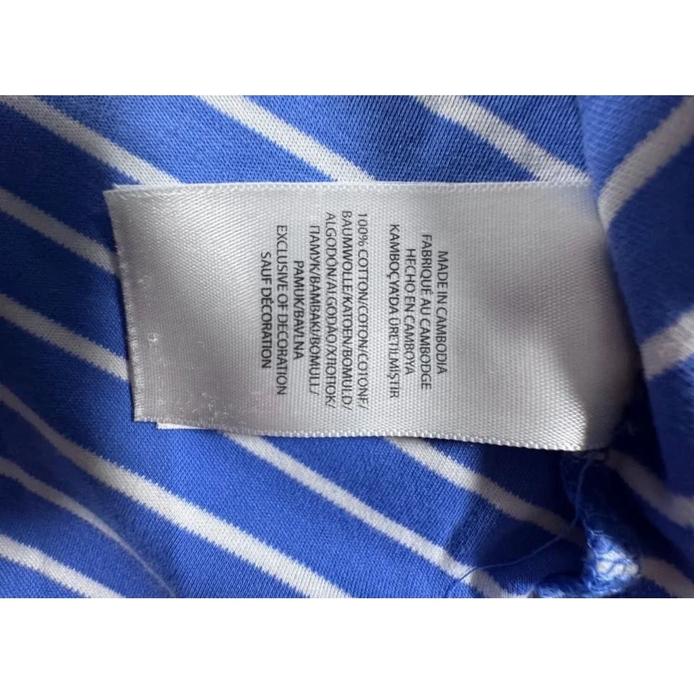 Polo Ralph Lauren Mens Large Blue White Striped Short Sleeve Cotton Polo Shirt